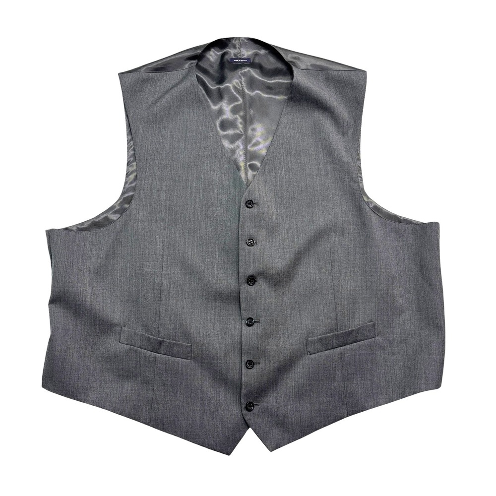 Stafford 4XL 58 60 Gray Vest Waistcoat Suit 100% Wool Classic Mens Dress